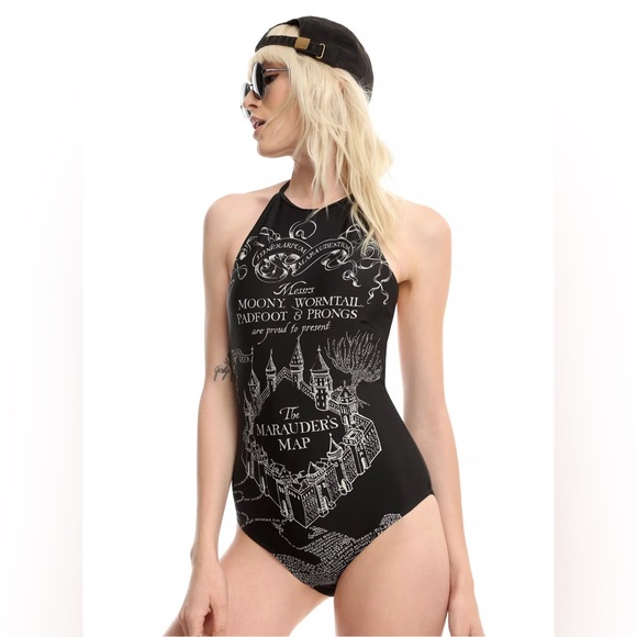 Warner Bros. Other - Hot Topic Harry Potter Swimsuit Black and White Size Med Midnight Marauder’s